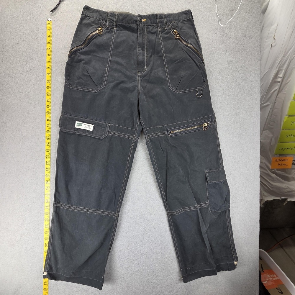VTG Military Style Cargo Pants Mens 36x30 Gray Sideout‎ Canvas Workwear Pockets